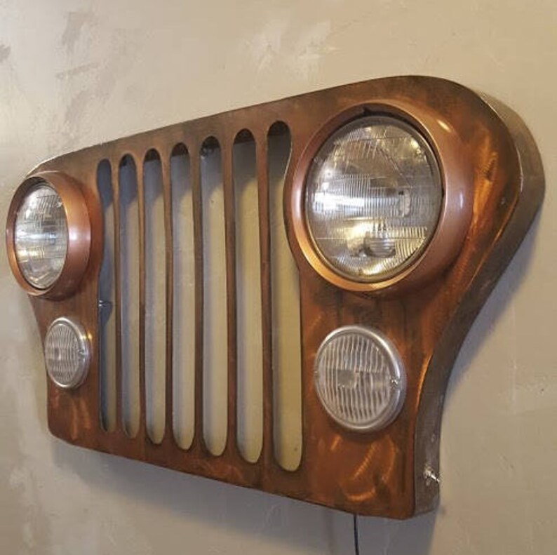 Jeep grill with LED lights Copper patina Etsy