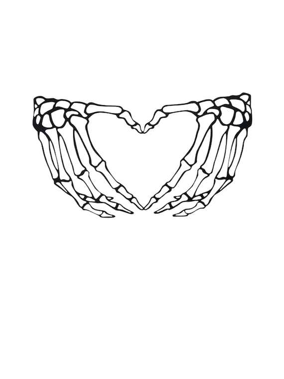 Skelton heart hands Vinyl Decal -Sticker for Car Truck Bumper Window Wall phone laptop