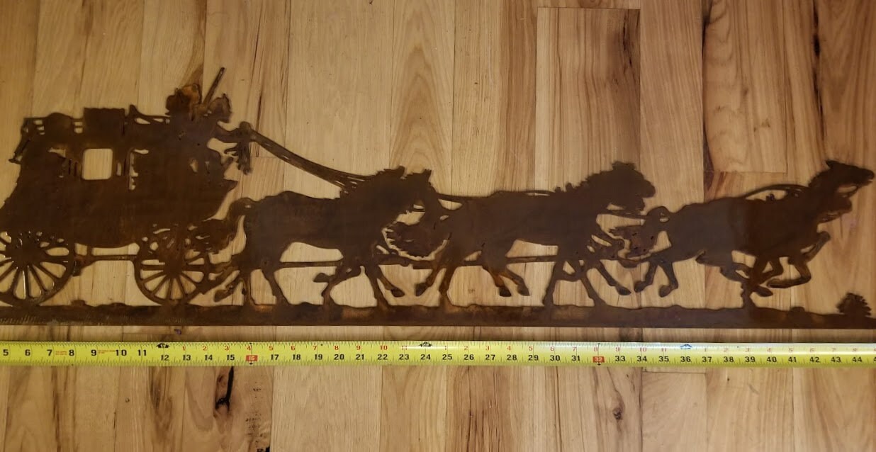 Stage Coach metal wall art. Country western,Americana.
