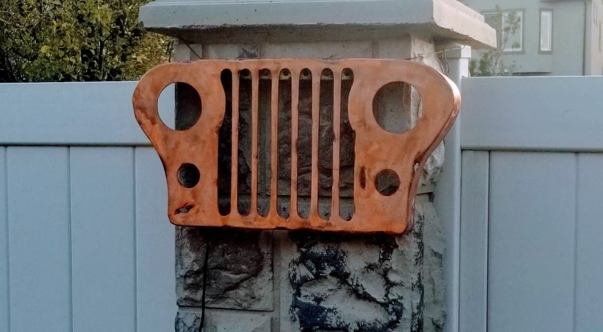 Jeep Grill wall art. LED remote control lightsMan cave Hand Etsy