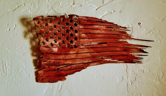 American flag copper patina high gloss clear wall art