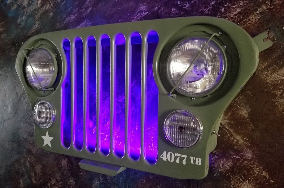 Original Jeep grill with glass head lights and original park lights