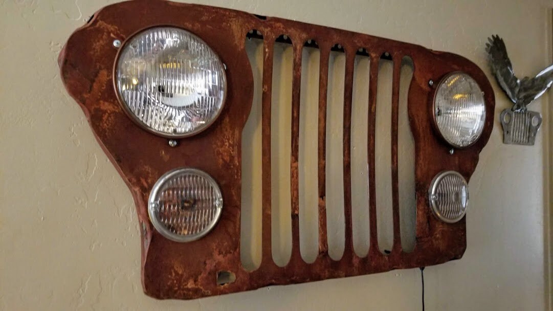Rusty Junkyard Jeep Grill Wall Art. Handmade 12 Volt Head and Etsy