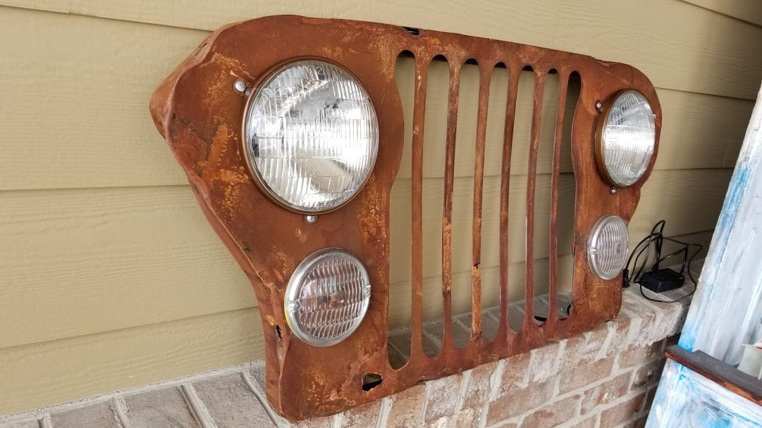 Rusty Junkyard Jeep Grill Wall Art. Handmade 12 Volt Head and Etsy