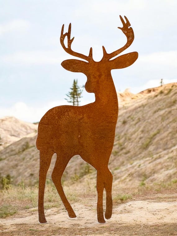 Rusty buck steel cutout for crafts home decor. Perfect for the DIY person