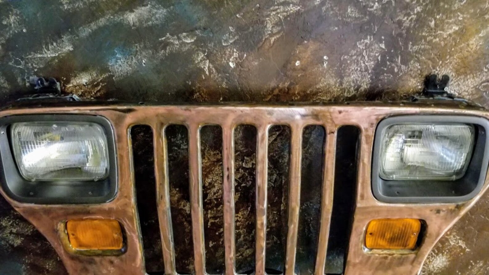 YJ Jeep Grill Wall Art Working Head and Park Lights. Mancave Etsy