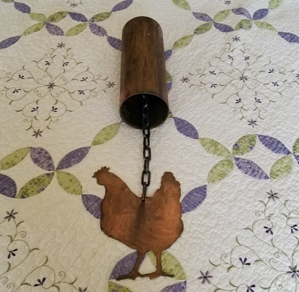 Copper chicken bell,farm,animals,yard art,garden art,recycled metal,