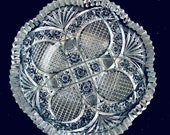 Rare 1800 39 s heavy lead crystal bowl. Extremely ornate hand cut crystal bowl with a saw tooth edge. Stunning craftsmanship. Berry bowl.