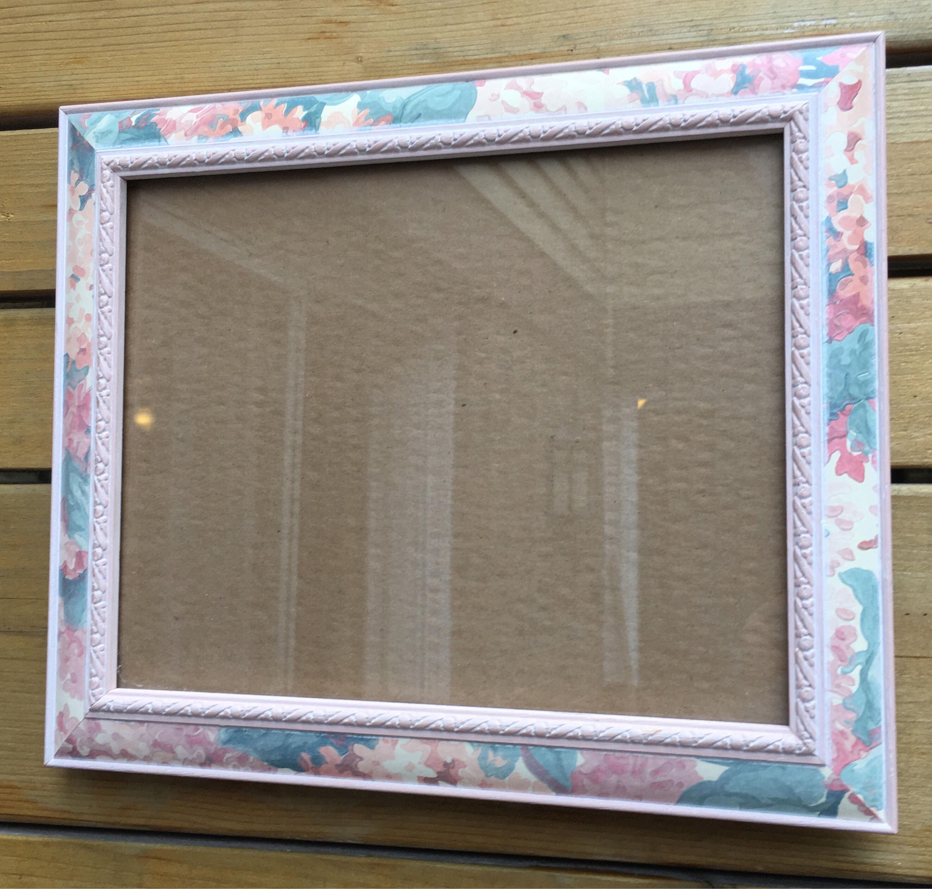 Vintage 80s picture frame with pink floral edging. 8 x 10 pink Etsy