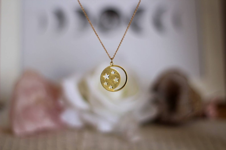 Star Necklace Celestial Jewellery Moon Star Gold Necklace BFF Necklace Christmas Gift For Her Moon Necklace