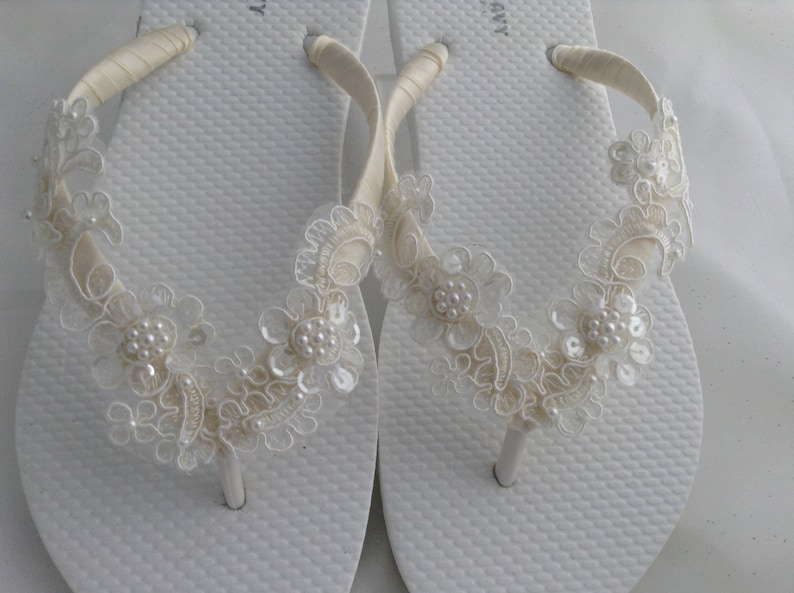 Bridal Lace Flip Flop Bridal Sandals Braidsmaid Flip Flops Etsy