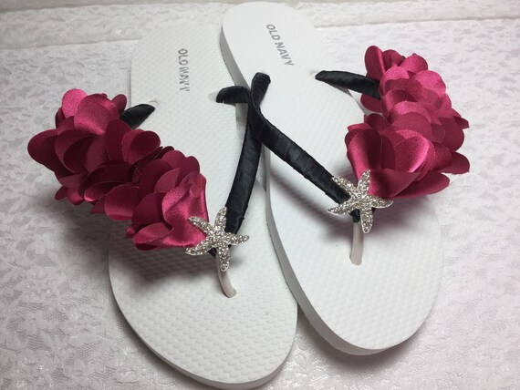 burgundy flip flops bridesmaid