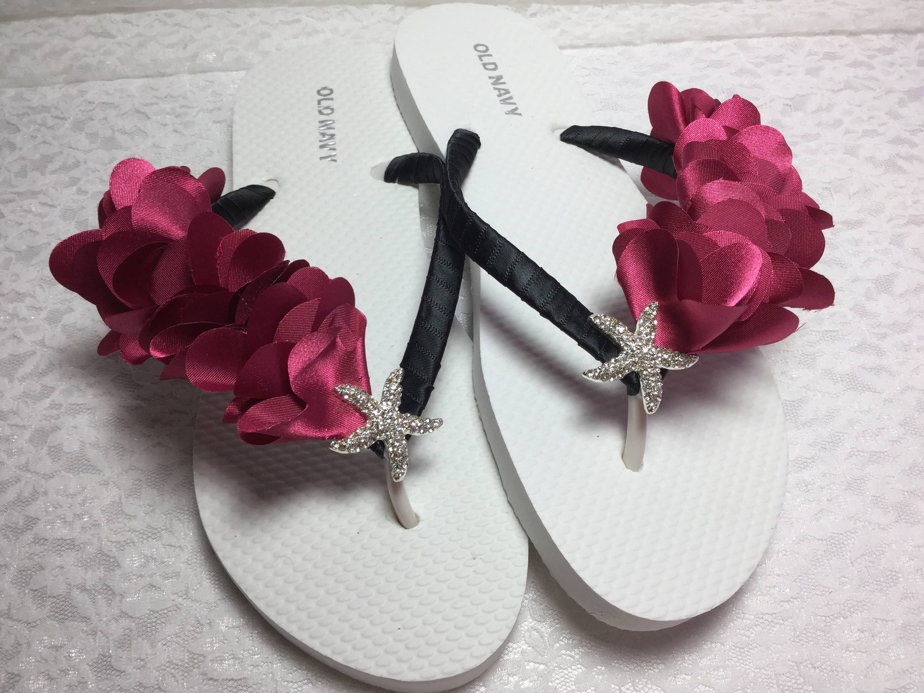 Burgundy flip flops bridesmaid best sale