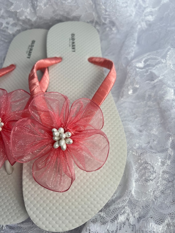 Coral flip flops for wedding outlet