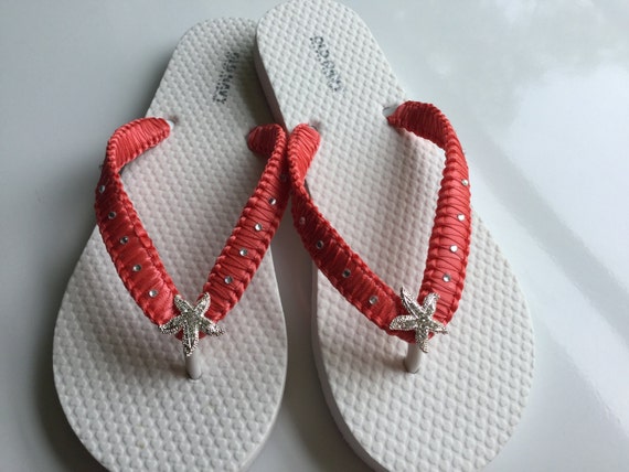 coral flip flops for wedding