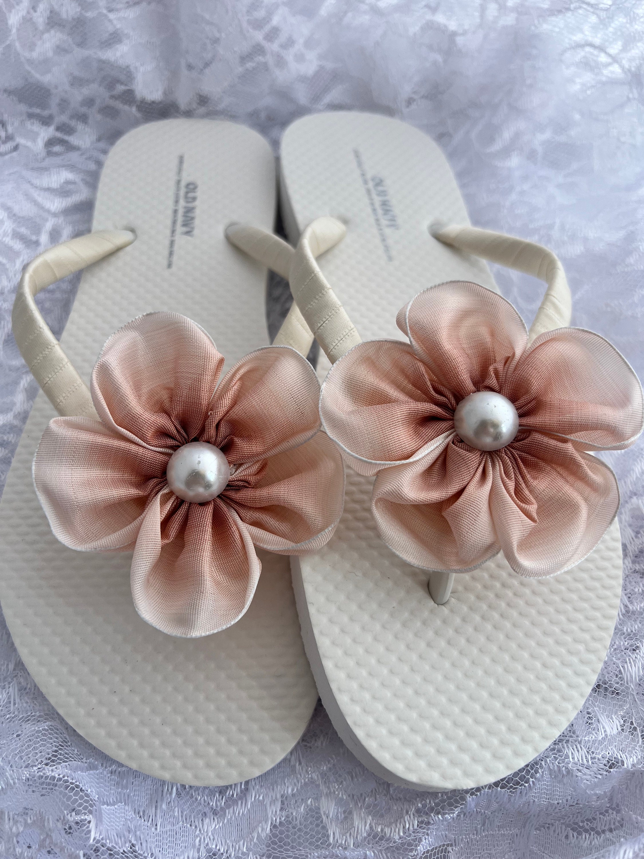 Flat Sandals Ladies Sandals Pink Ribbon Flip Flops Bridesmaids