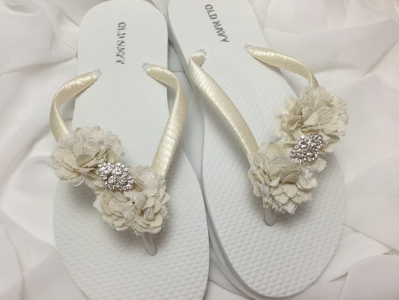 Nuziale infradito avorio fiore infradito sandali da sposa | Etsy