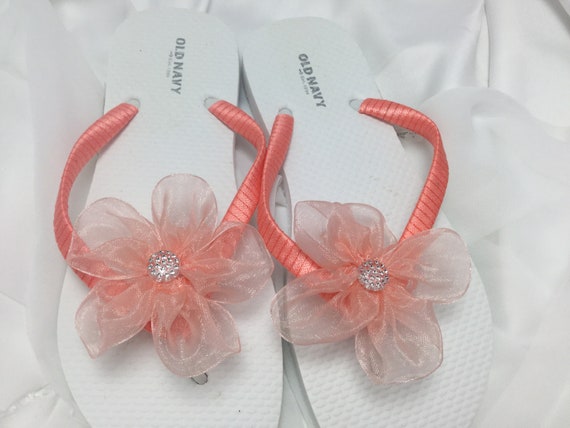 Coral Bridal Flip Flops Coral Wedding Sandals Flip Flop | Etsy