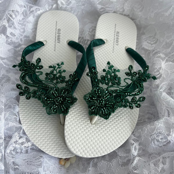 beaded flip flops women's