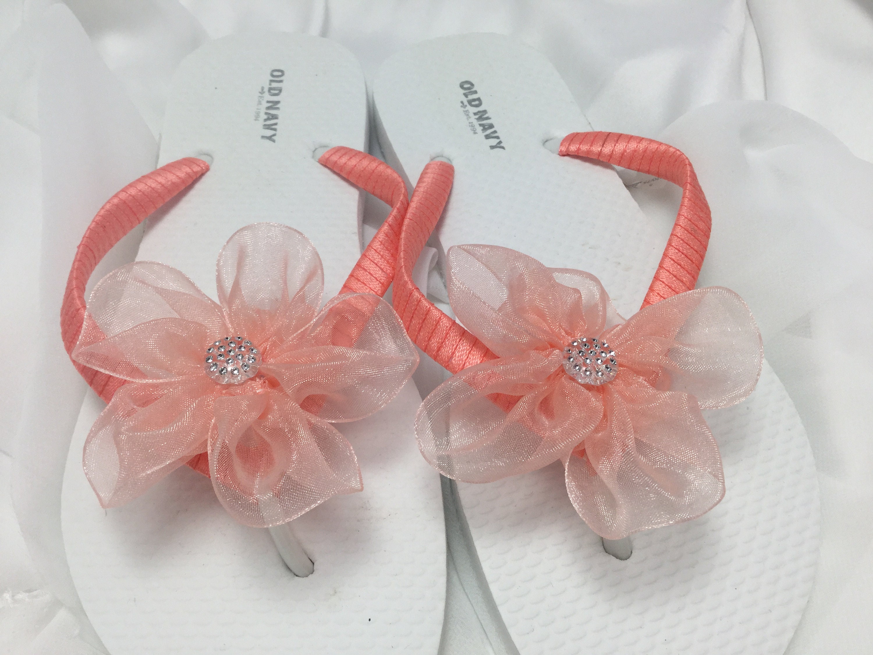 Coral Bridal Flip Flops Coral Wedding Sandals Flip Flop | Etsy