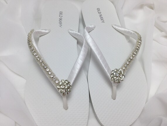 Infradito bianche nuziale strass Flip flop infradito | Etsy