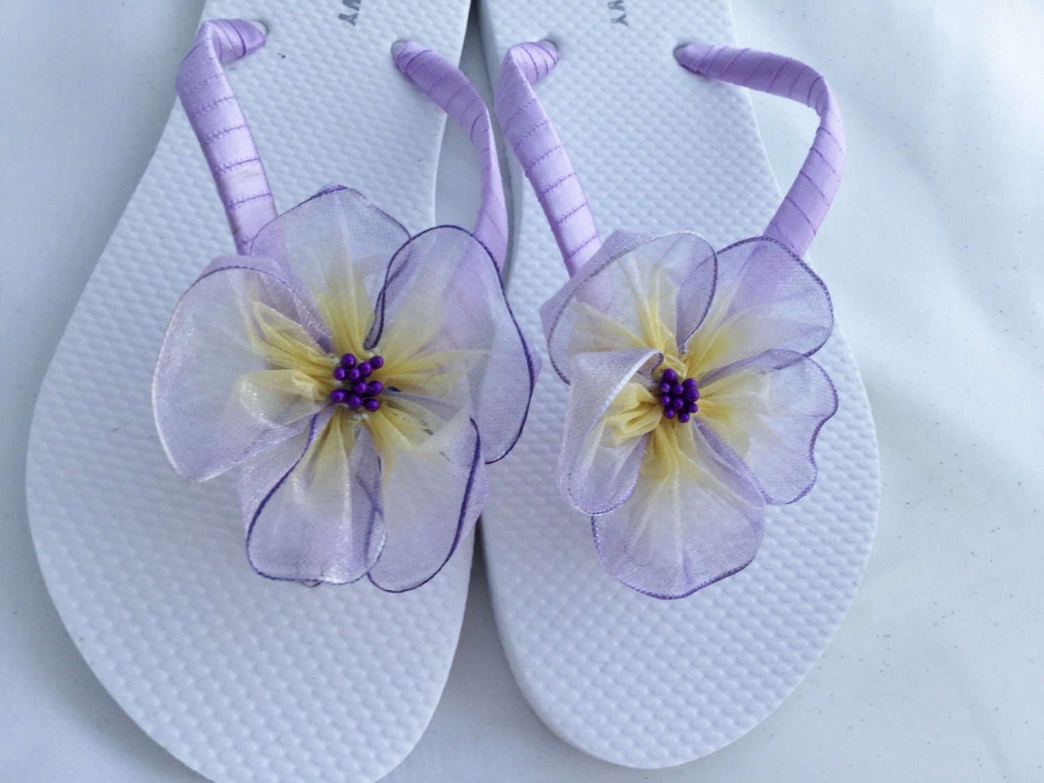 Infradito da sposa infradito di fiori di organza di lavanda