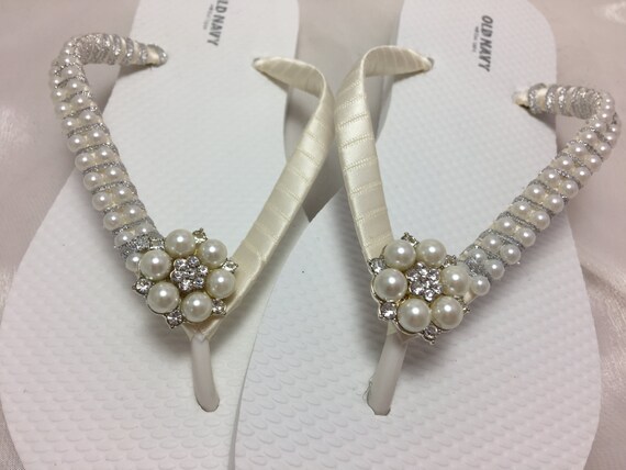 pearl flip flops wedding