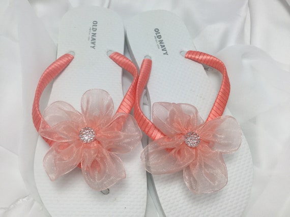 coral flip flops for wedding