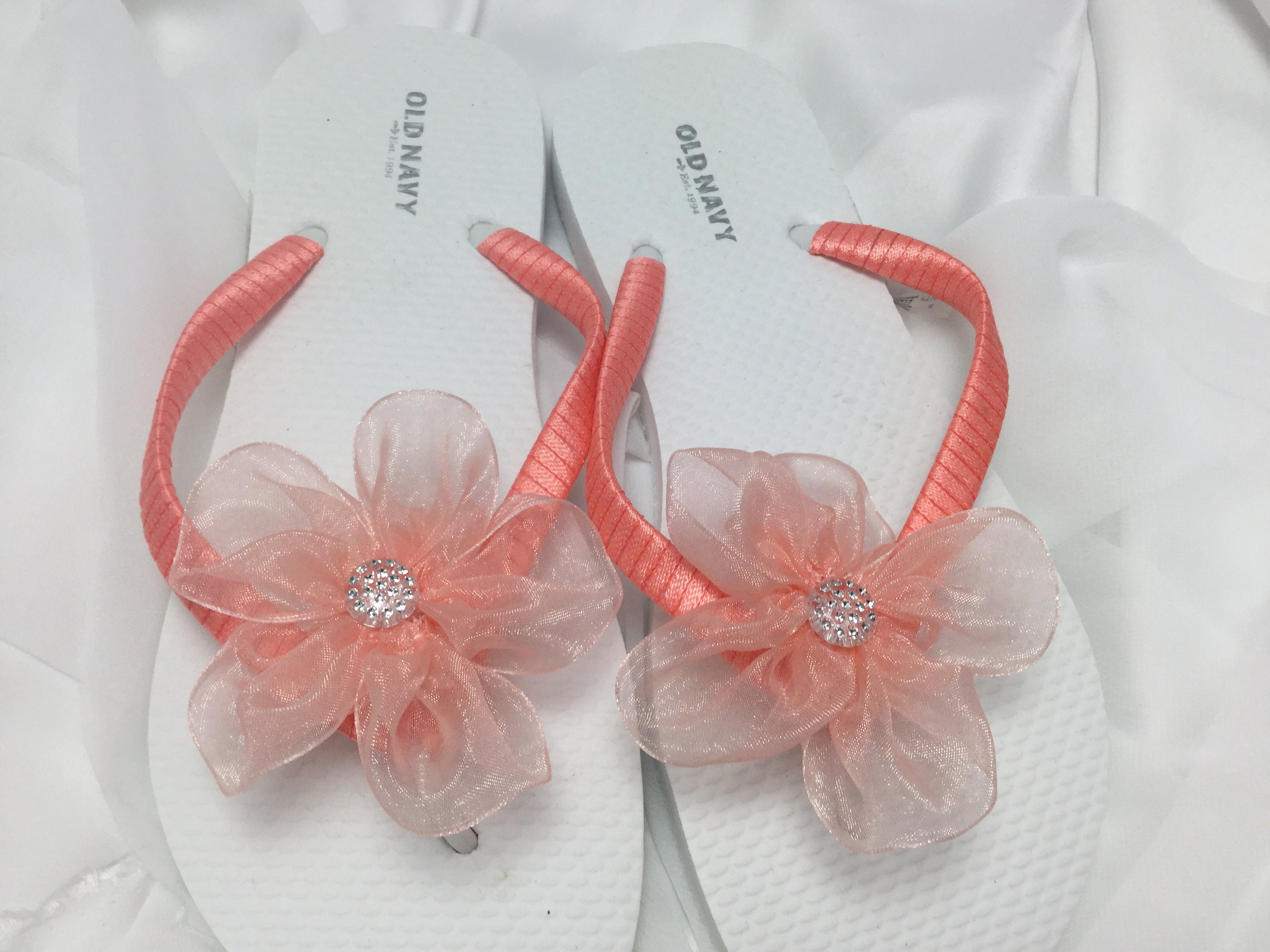 Coral Bridal Flip Flops Coral Wedding Sandals Flip Flop | Etsy