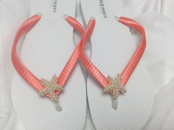 coral flip flops for wedding