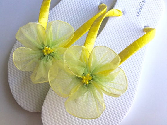 yellow flower flip flops