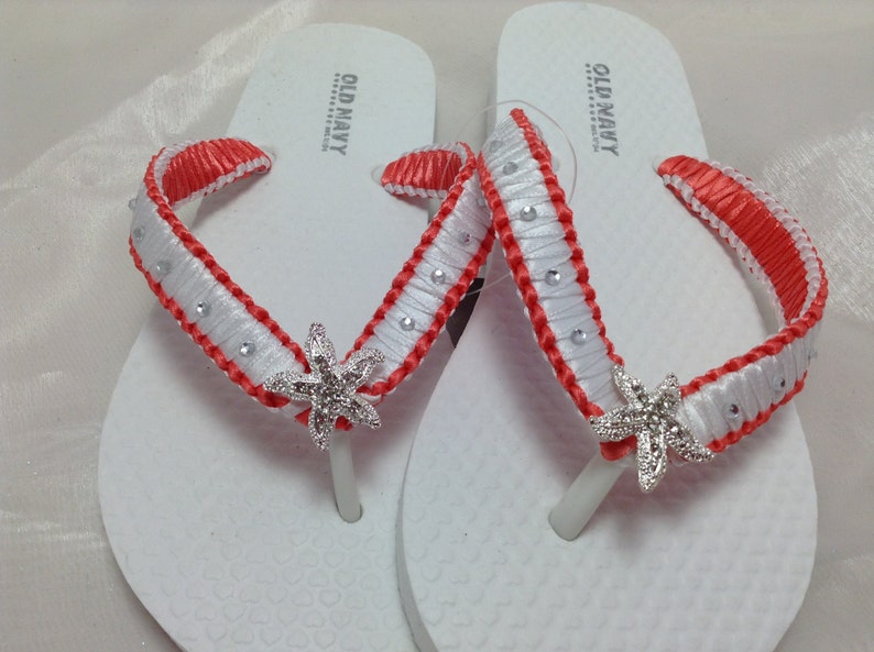 coral flip flops for wedding