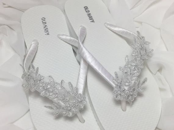 Matrimonio infradito pizzo bianco infradito sandali da | Etsy Italia
