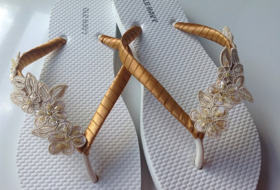 gold wedding flip flops