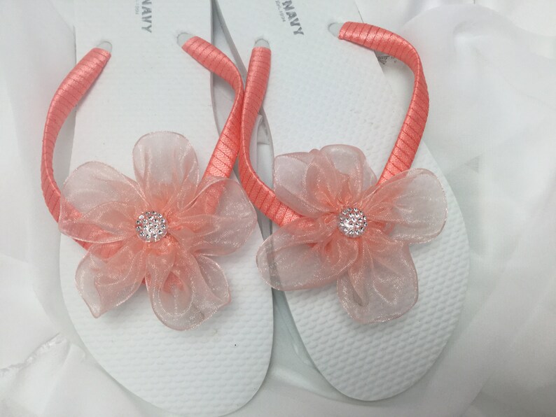 Coral Bridal Flip Flops Coral Wedding Sandals Flip Flop | Etsy