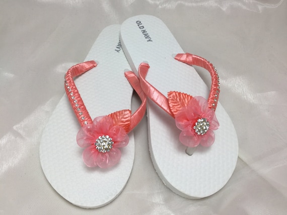coral flip flops for wedding