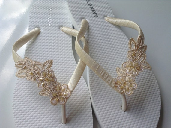 ivory wedding flip flops