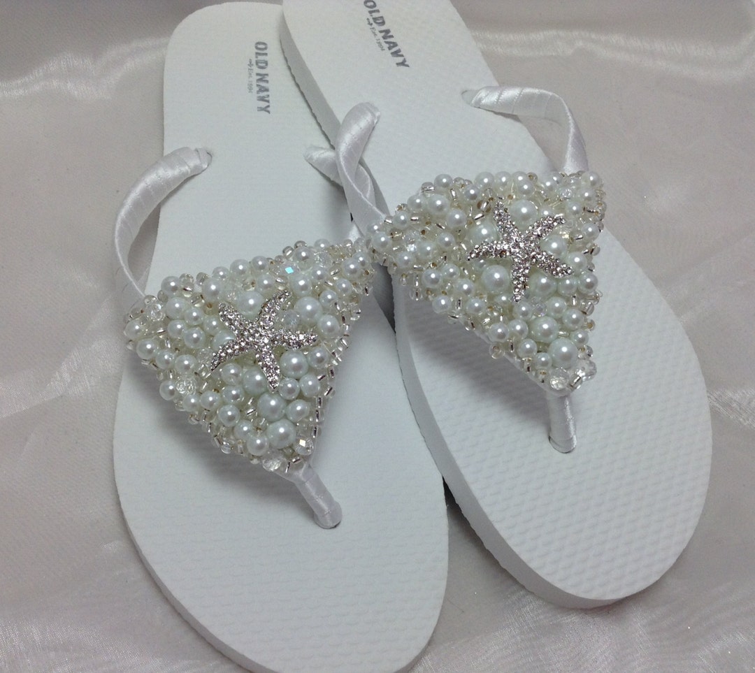 Starfish Bridal Flip Flops White Wedding Flip Flops Bridal - Etsy