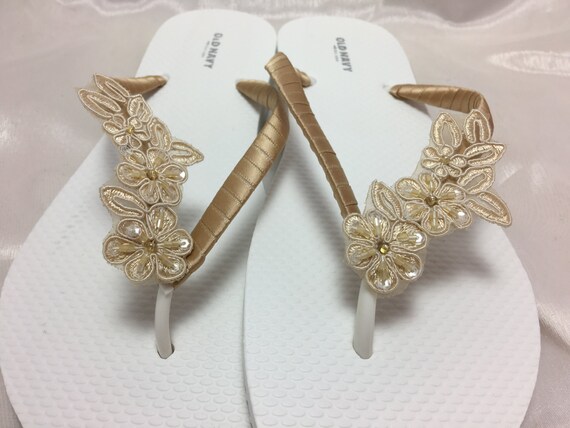 bridal flip flops ivory