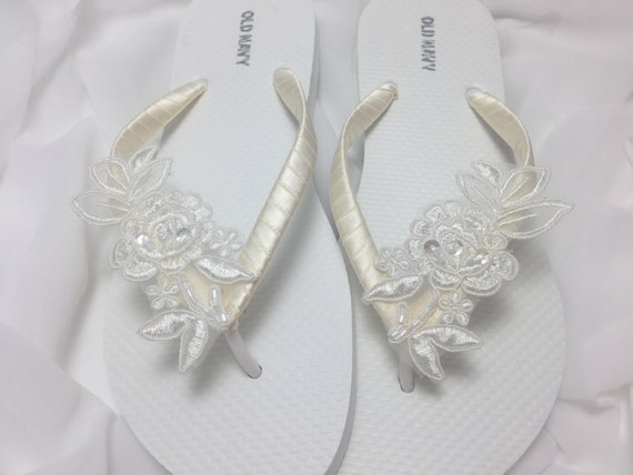ivory wedding flip flops