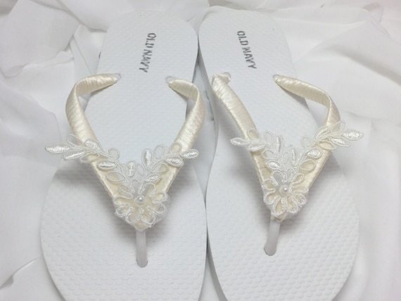 Ivory wedding flip on sale flops