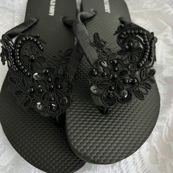 beaded flip flops women's