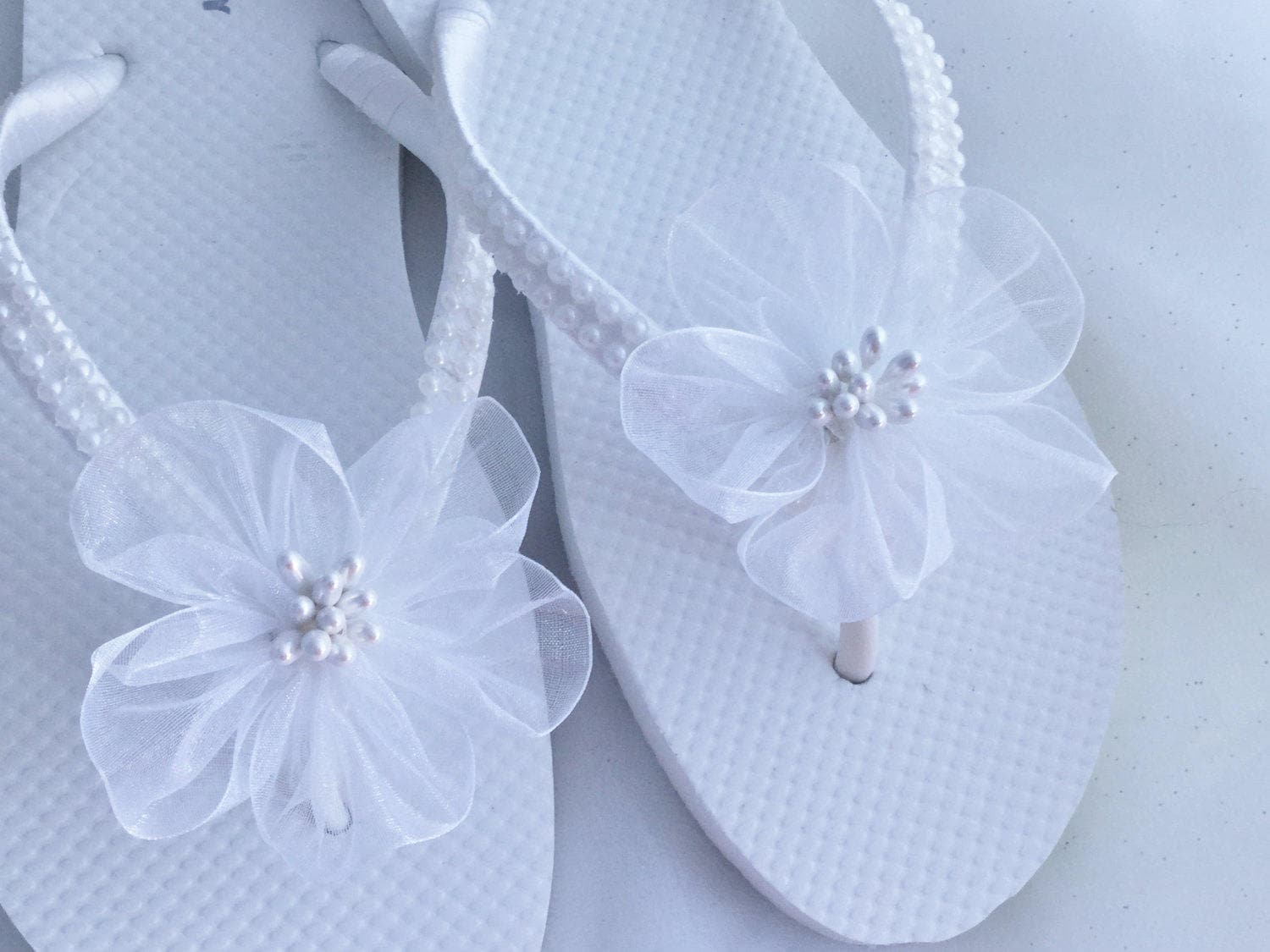 Buy Bridal Flip Flops Wedding Flip Flops White Organza Flower