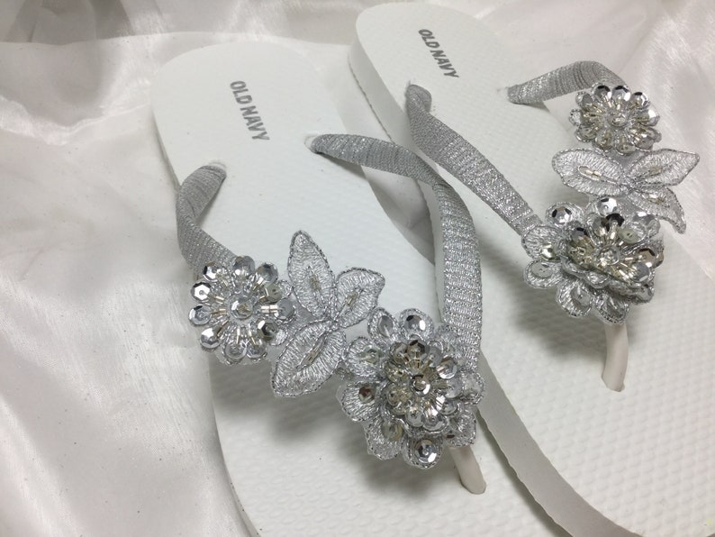 silver dress flip flops