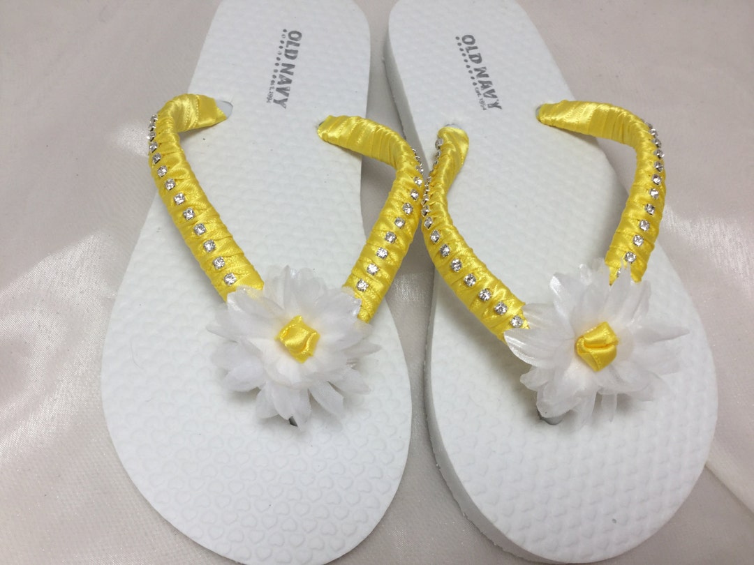 Flower Girl Flip Flops Bridal Flip Flops Flower Girl Yellow Etsy