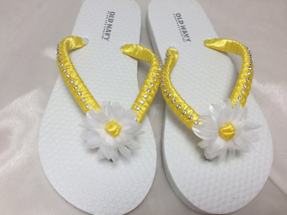 yellow flower flip flops