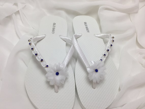blue wedding flip flops