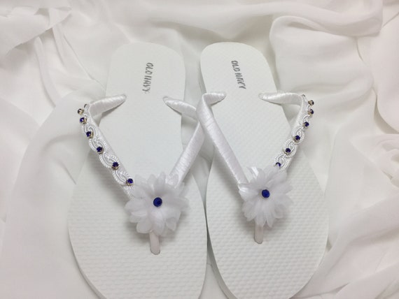 Royal Blue Bridal Flip Flop, Bridal Sandals, White Guipure Trim Wedding  Flip Flops, Beach Wedding Sandals, Wedding Flip Flops, -  Canada