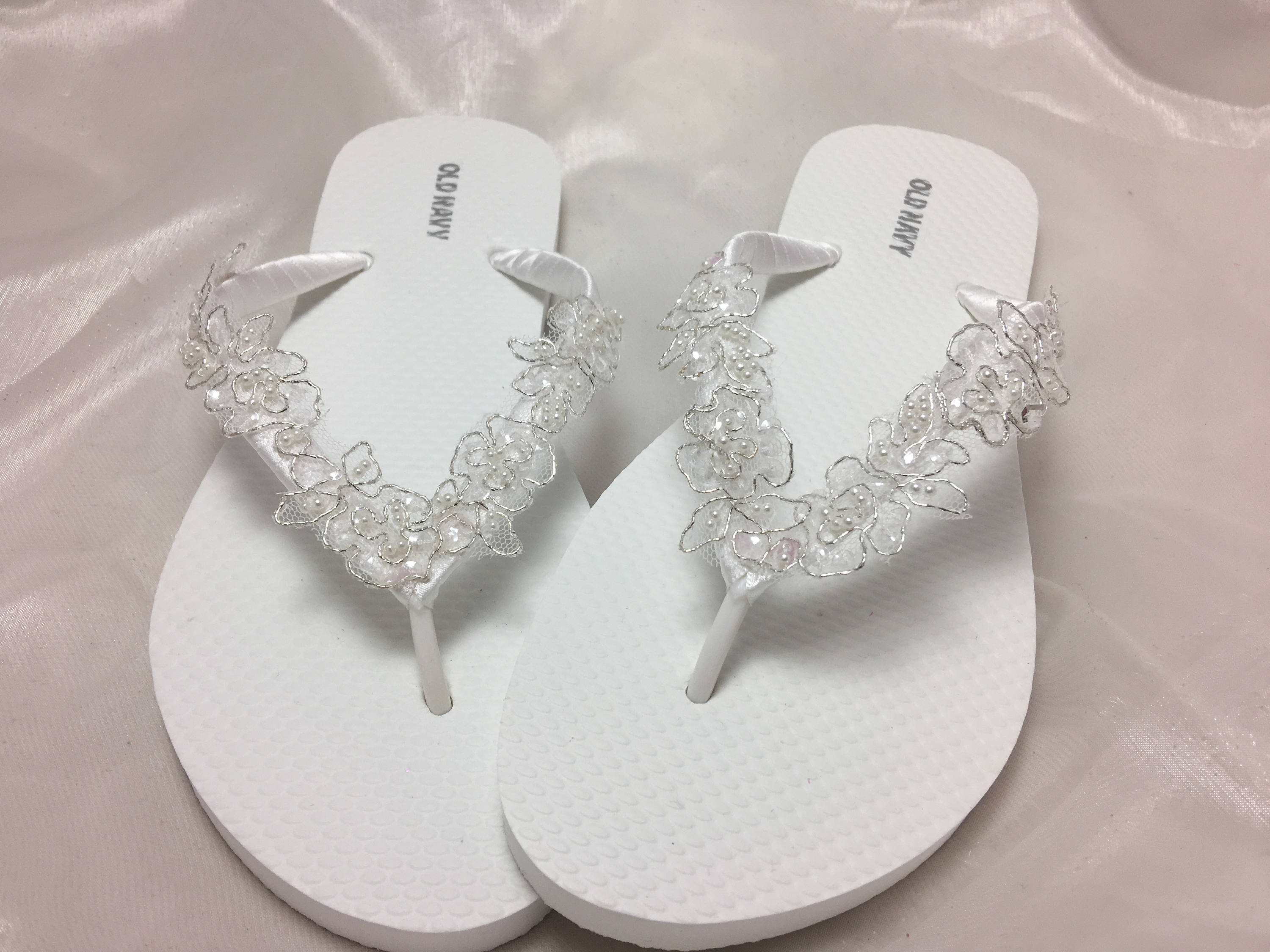 Wedding White Flip Flops White and 