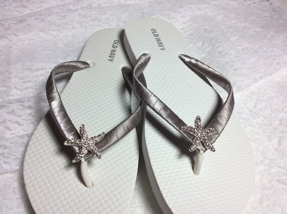 silver bridesmaid flip flops